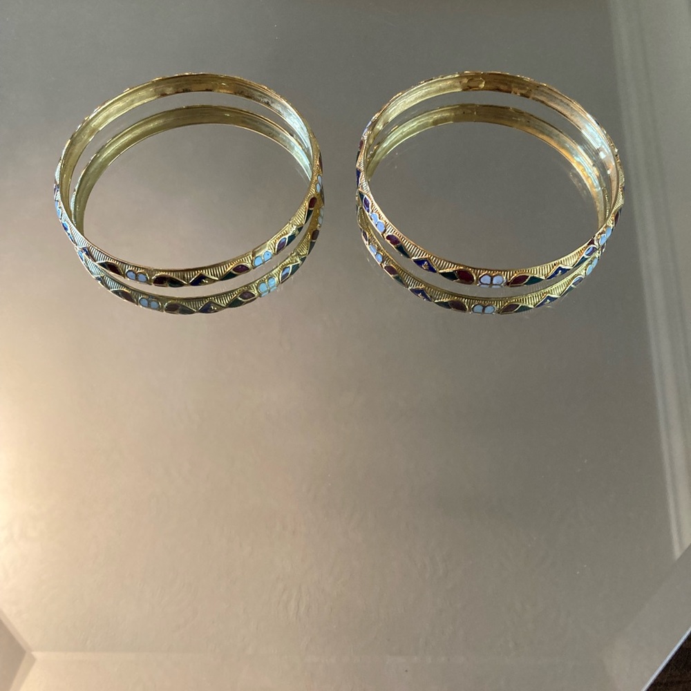 Vintage enamelled cloisonné bangles - Picture 2 of 4